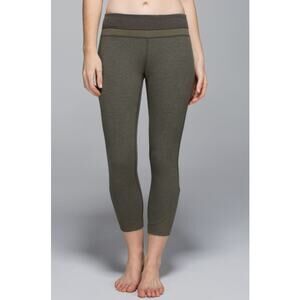 lululemon Refine Crop Leggings Size 4 Wee Stripe Fatigue Olive Green Yoga